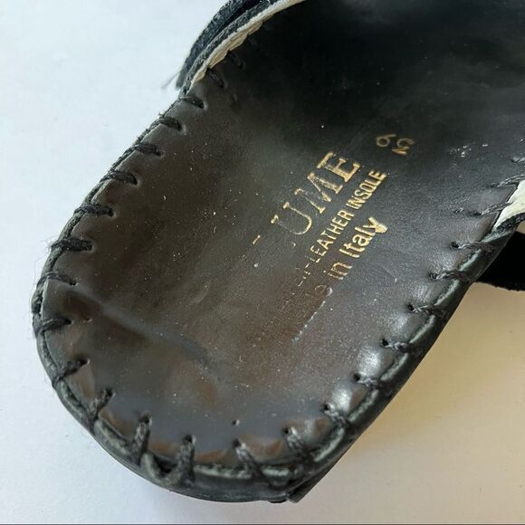 La Plume Sandals Black Suede Nubuck Shoes Hook & Loop Straps Made in Italy 39 9 - Picture 6 of 10